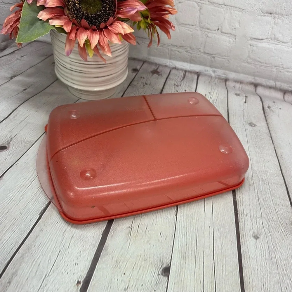 tupperware vent n serve red divided dish rectangle food prep